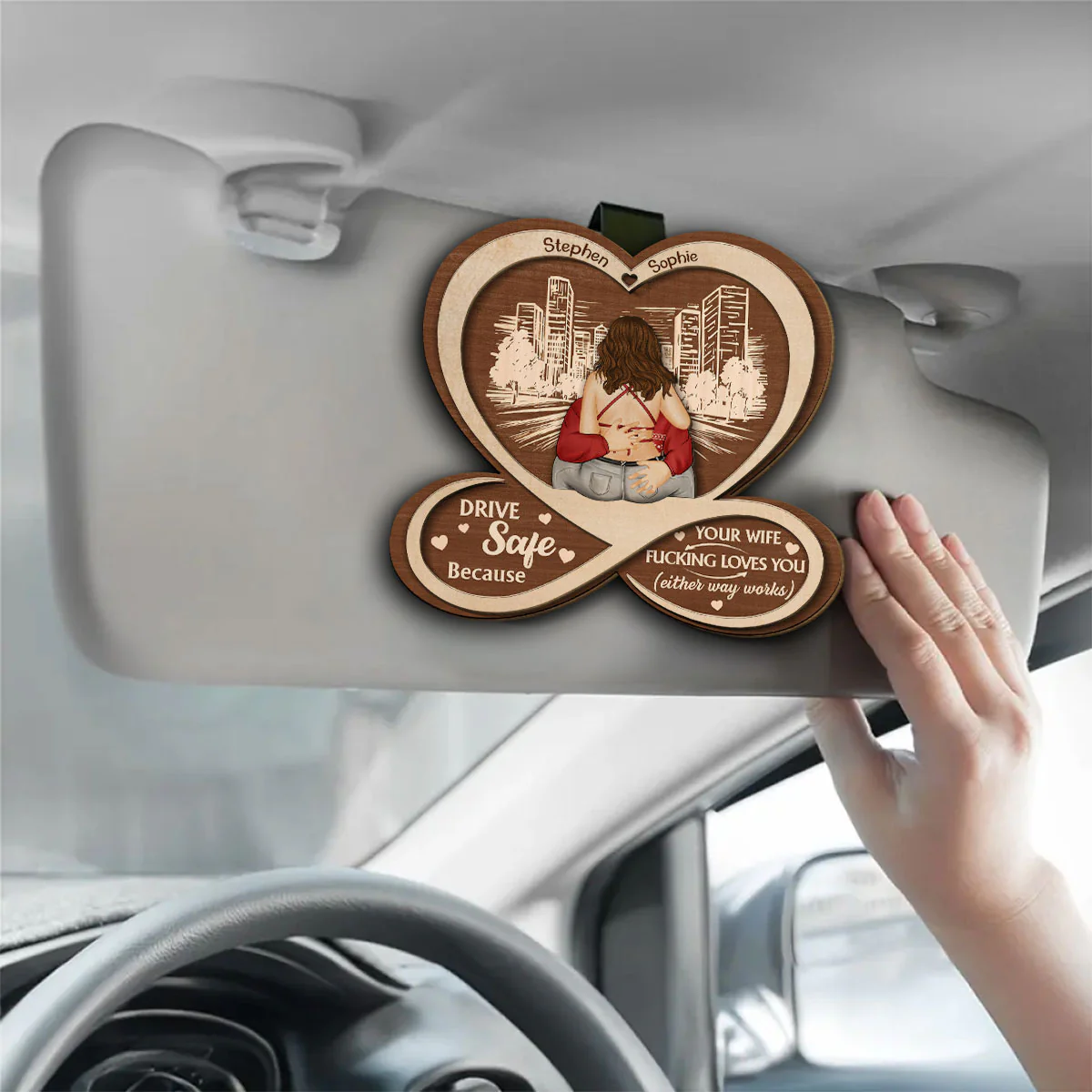 Drive Safe Because I Love You - Personalized Custom Car Visor Clip - Image 3