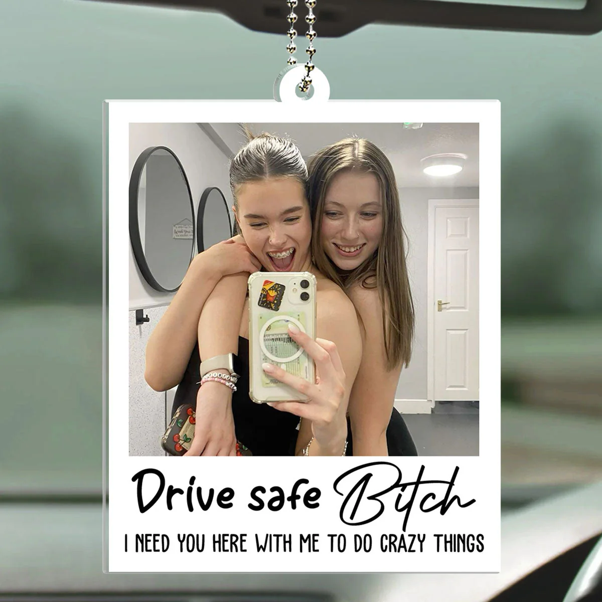 Drive Safe Bestie - Personalized Custom Car Ornament - Image 3