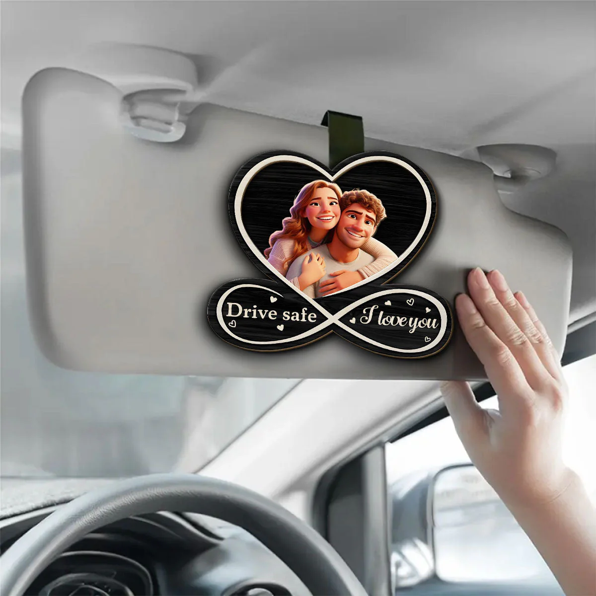 Drive Safe Cartoon - Personalized Custom Car Visor Clip - Image 8