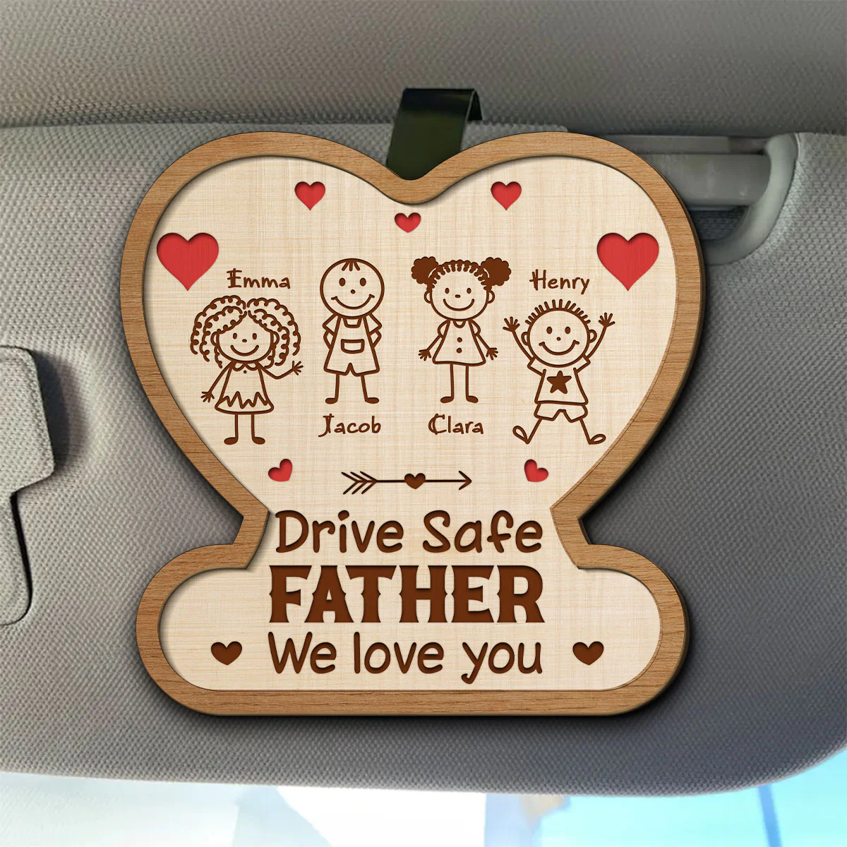 Drive Safe Daddy Reminder - Personalized Custom Car Visor Clip - Image 2