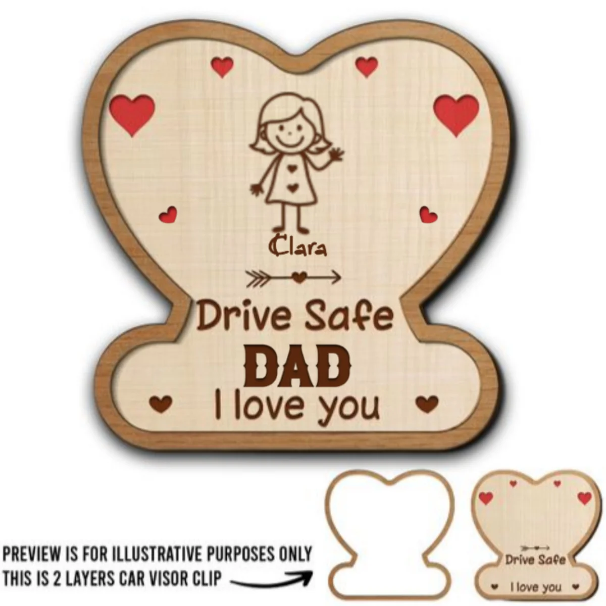 Drive Safe Daddy Reminder - Personalized Custom Car Visor Clip - Image 5