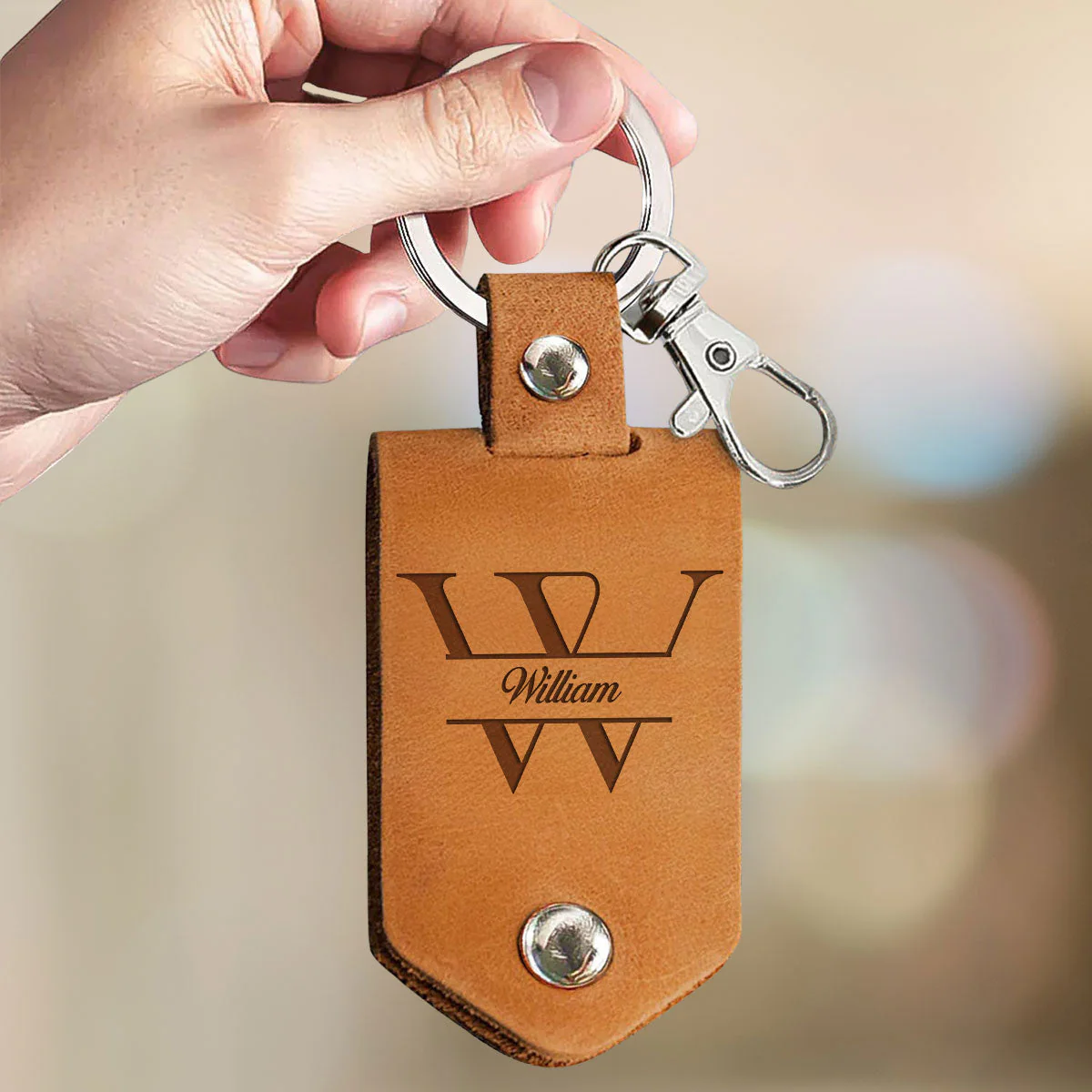 Drive Safe Handsome I Love You - Personalized Leather Photo Keychain - Image 3