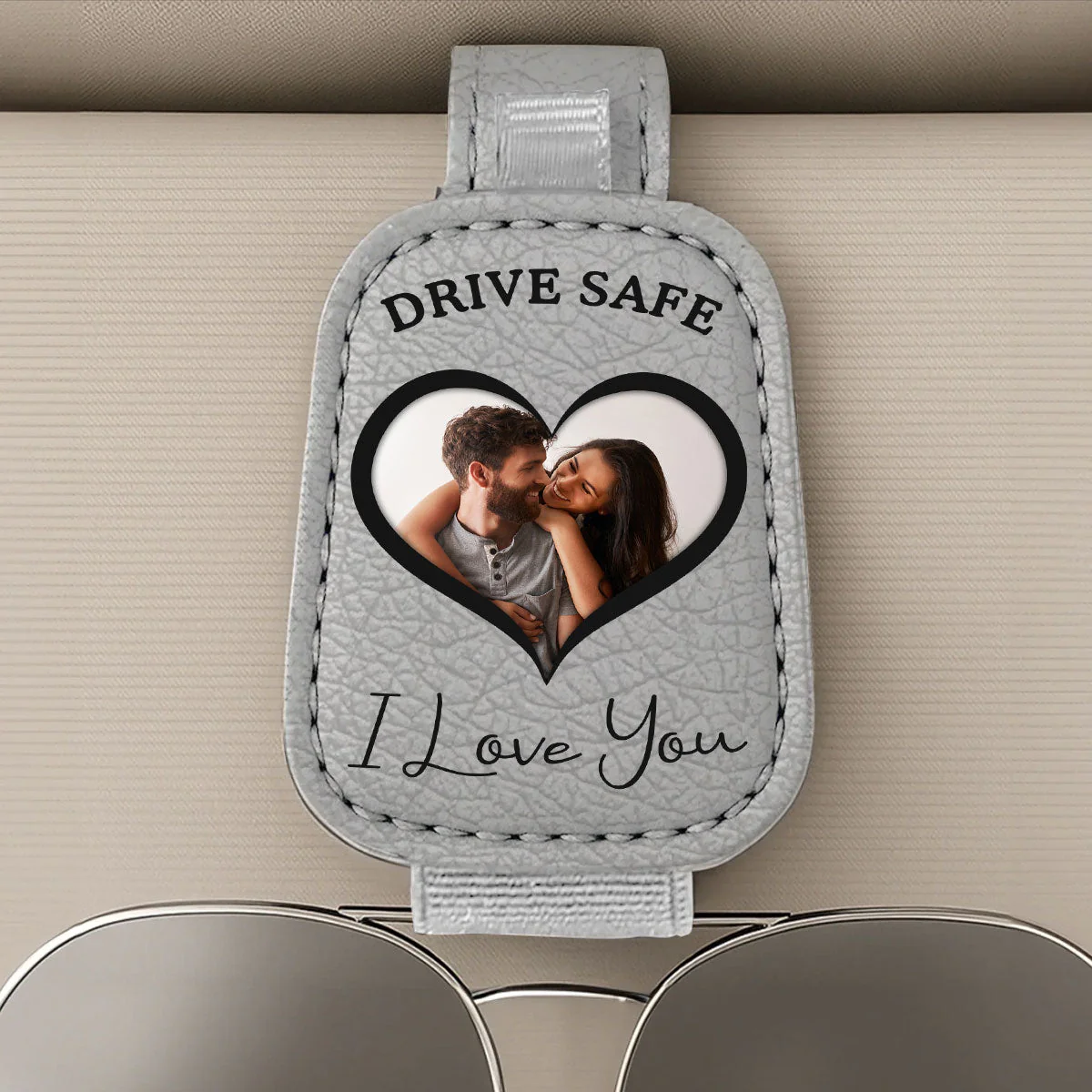 Drive Safe I Love You Couples - Personalized Custom Sunglasses Holder For Car Visor - Image 4