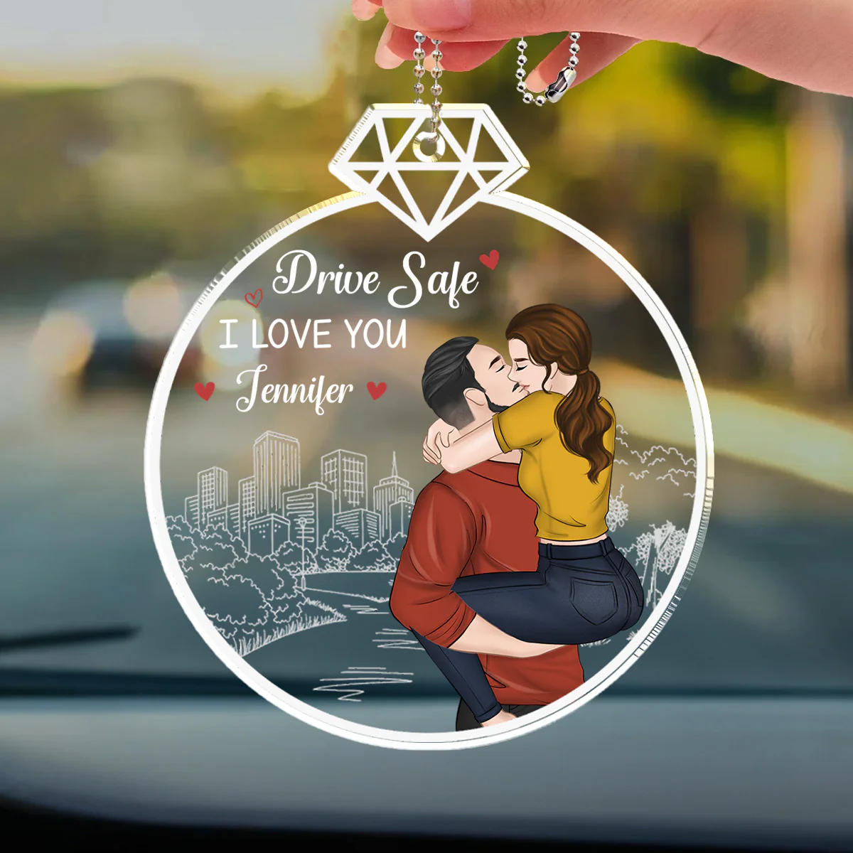 Drive Safe, I Love You - Personalized Custom Car Ornament - Image 3