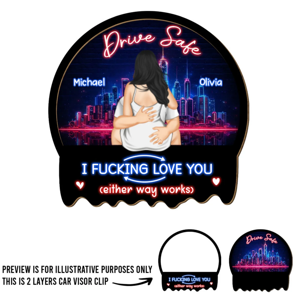 Drive Safe I Love You - Personalized Custom Car Visor Clip - Image 5