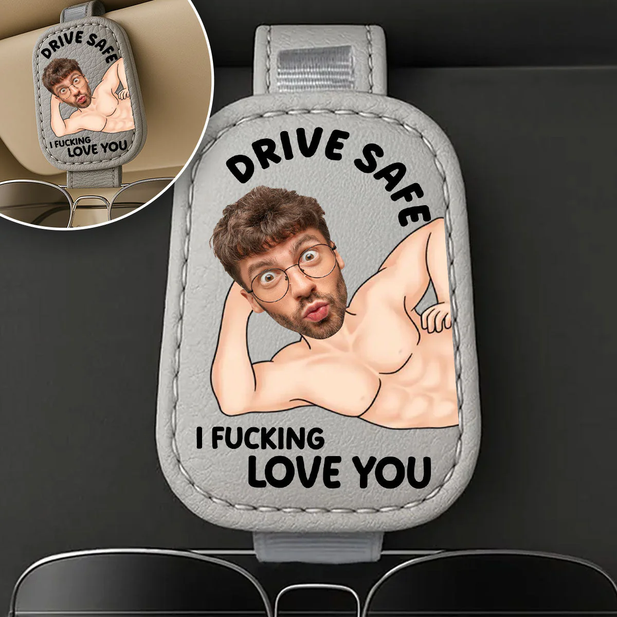 Drive Safe I Love You - Personalized Custom Sunglasses Holder For Car Visor - Image 2