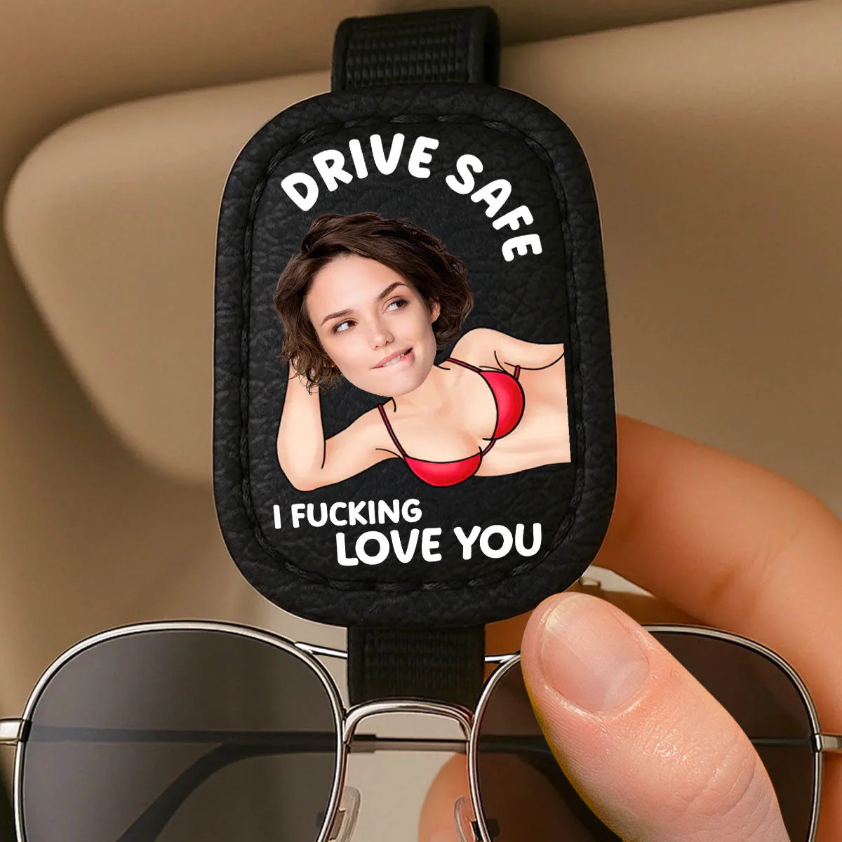 Drive Safe I Love You - Personalized Custom Sunglasses Holder For Car Visor - Image 4