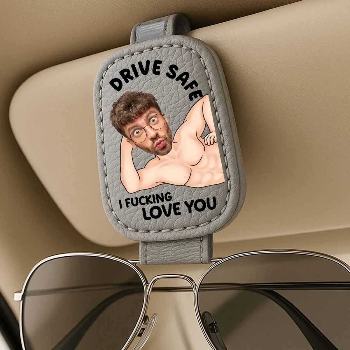 Drive Safe I Love You - Personalized Custom Sunglasses Holder For Car Visor - Image 5