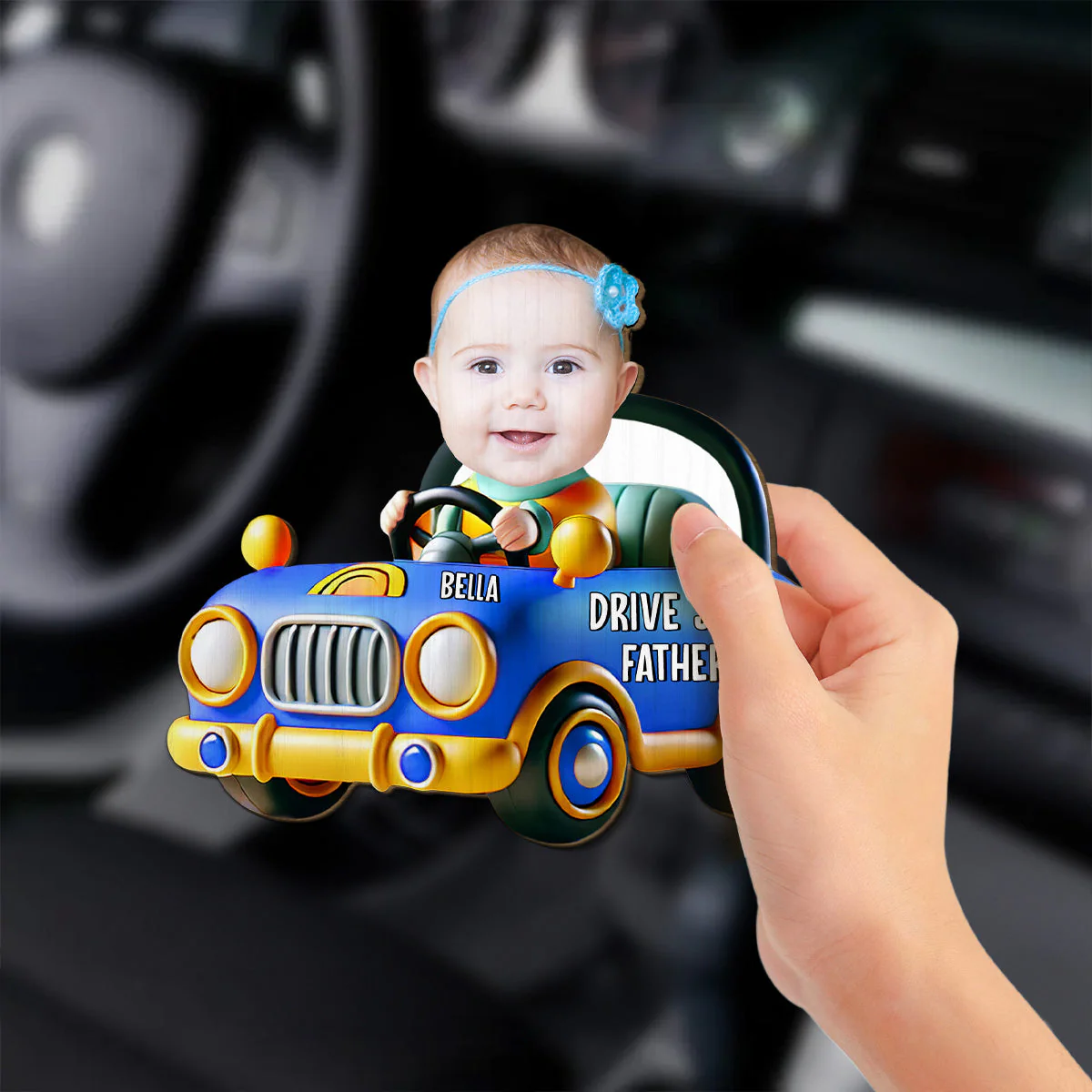 Drive Safe Message Cartoon - Personalized Custom Car Visor Clip - Image 2