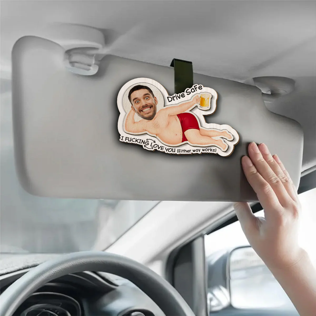 Drive Safe My Husband Wife - Personalized Custom Car Visor Clip - Image 3