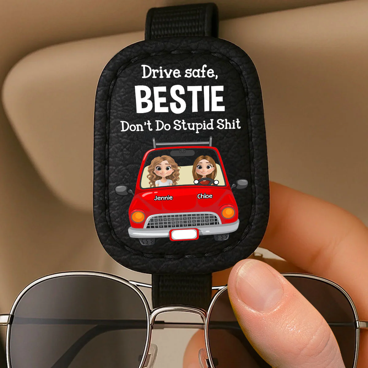 Drive Safe - Personalized Custom Sunglasses Holder For Car Visor - Image 3