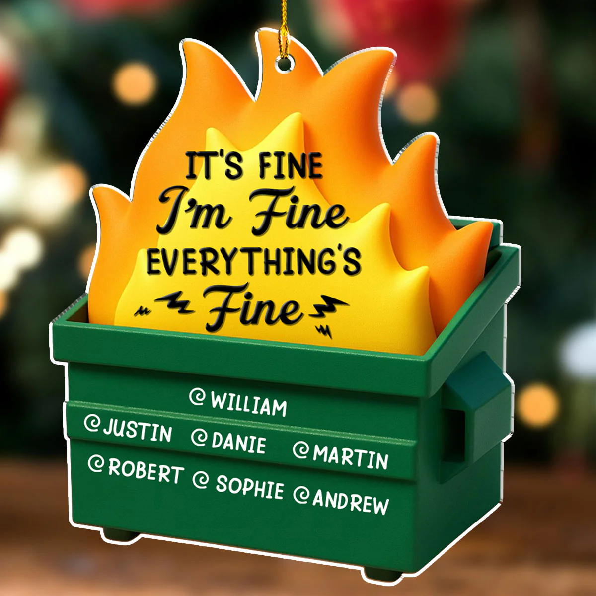 Dumpster Fire - Personalized Custom Acrylic Ornament - Image 4