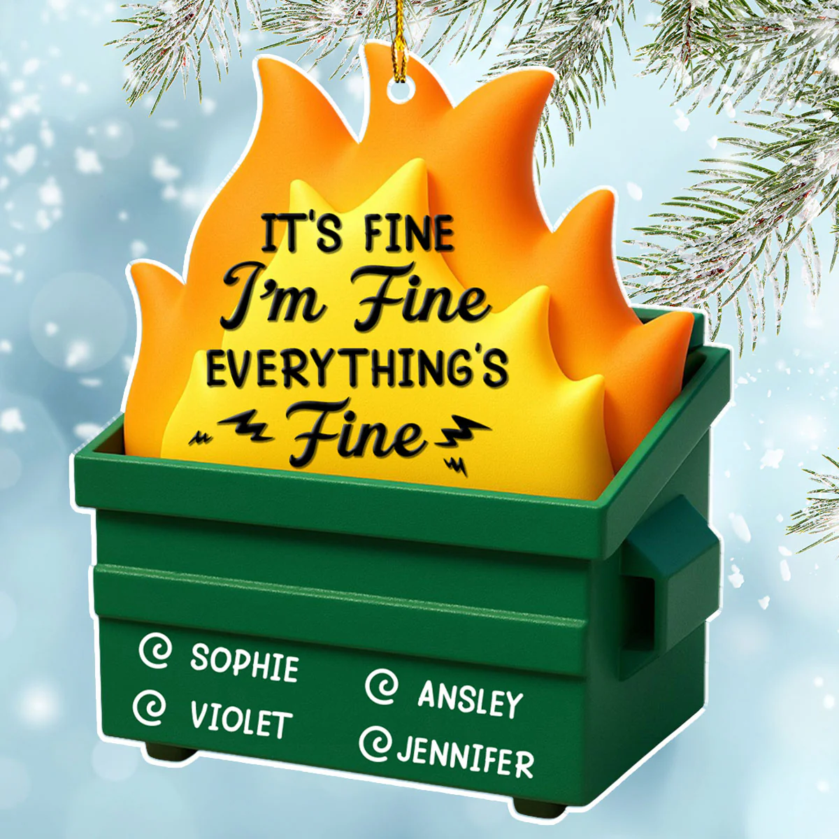 Dumpster Fire - Personalized Custom Acrylic Ornament - Image 5