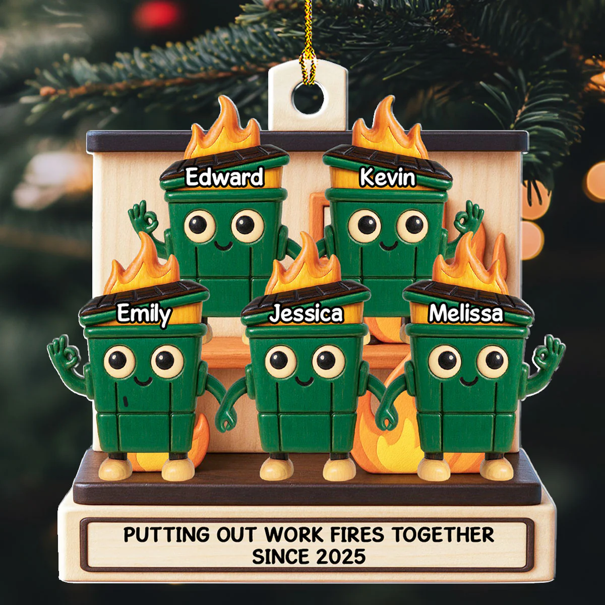 Dumpster Fires In Office Scene - Personalized Custom Acrylic Ornament