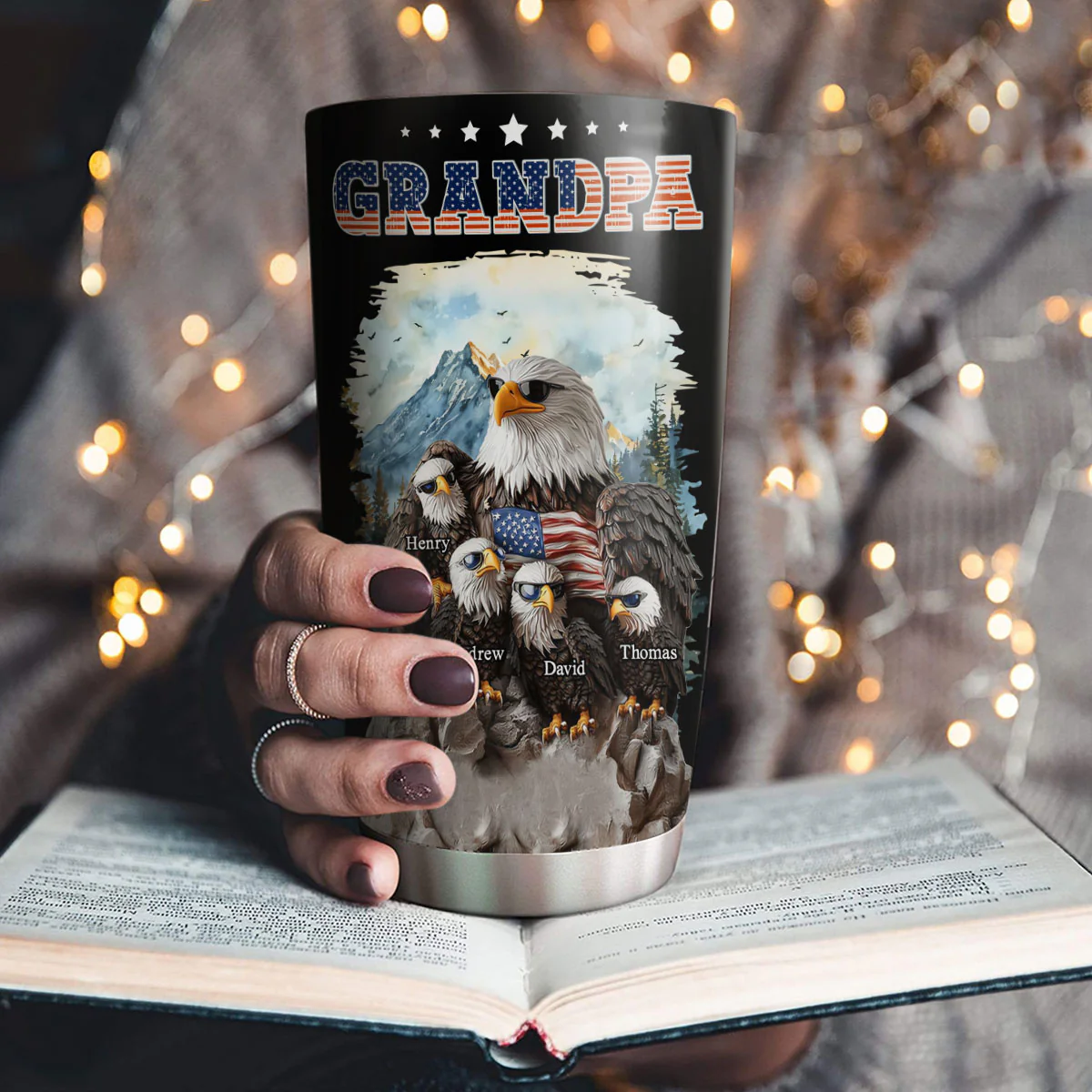 Eagle Papa - Personalized Custom Tumbler - Image 4