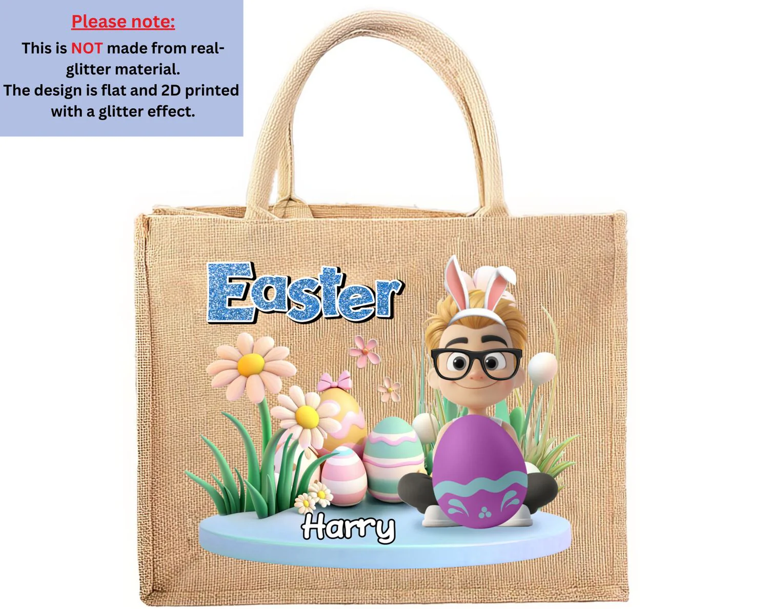 Easter Day For Kid - Personalized Custom Jute Tote Bag - Image 6