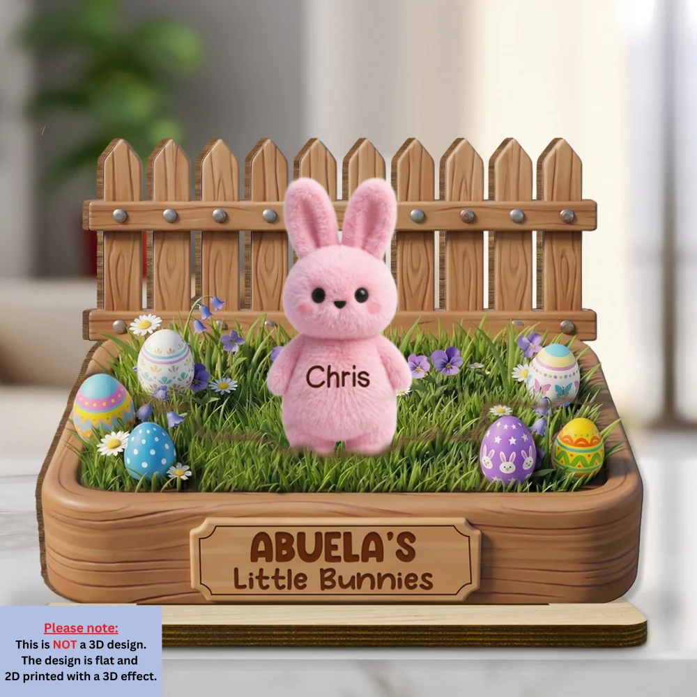 Easter Grandma Little Bunnies - Personalized Custom 2-Layer Wood Plaque With Flat Base - Image 6
