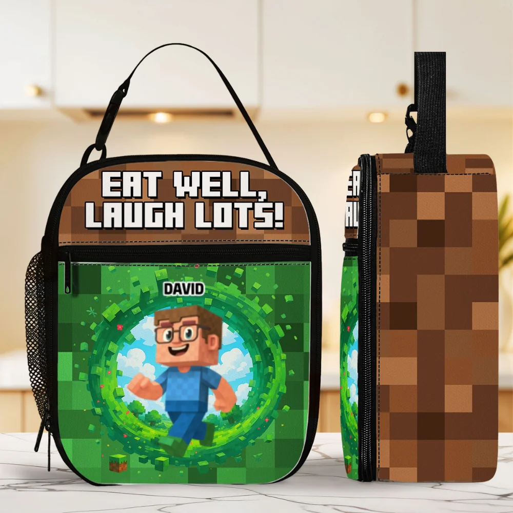 Eat Well Laugh Lots - Personalized Custom Insulated Lunch Bag - Image 7
