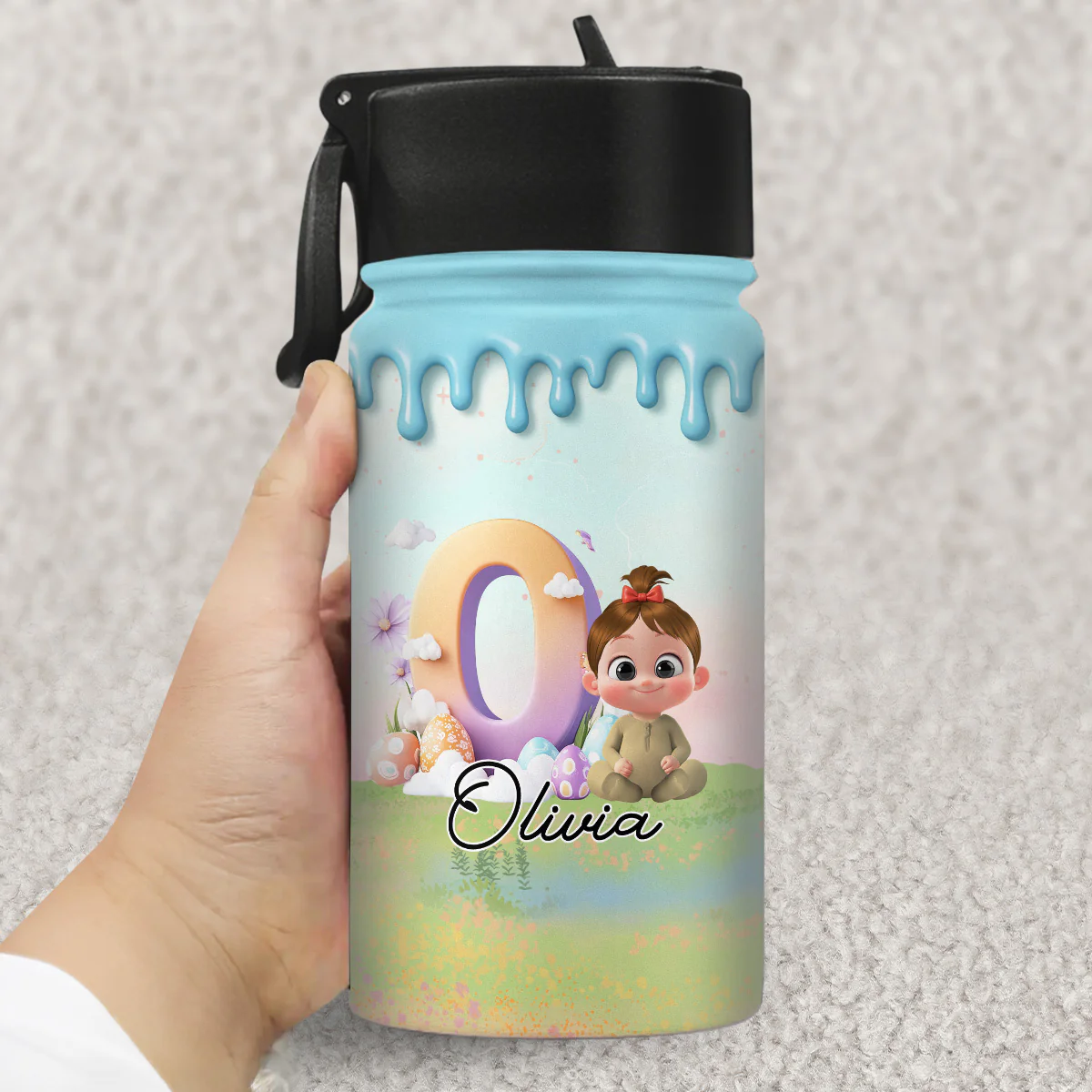 Eggs-tra Happy Easter - Personalized Custom Kids Water Bottle - Image 4
