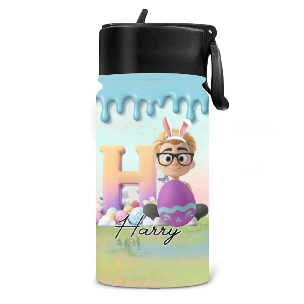 Eggs-tra Happy Easter - Personalized Custom Kids Water Bottle - Image 7