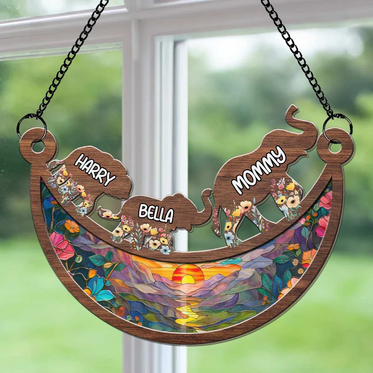 Elephant Mom Grandma - Personalized Custom Suncatcher