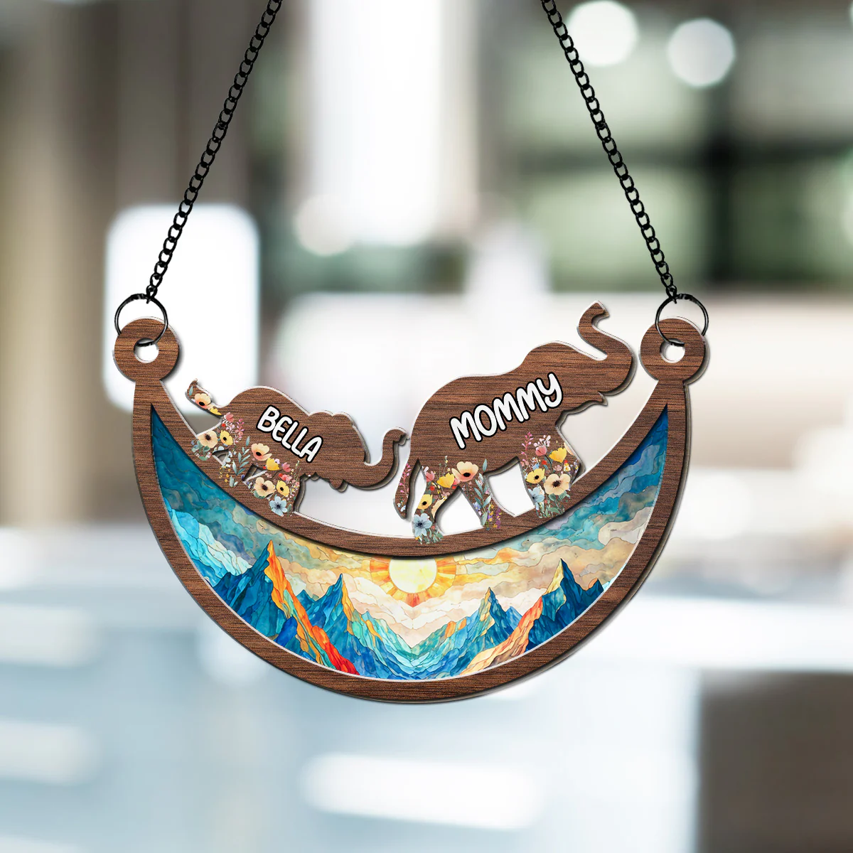 Elephant Mom Grandma - Personalized Custom Suncatcher - Image 2