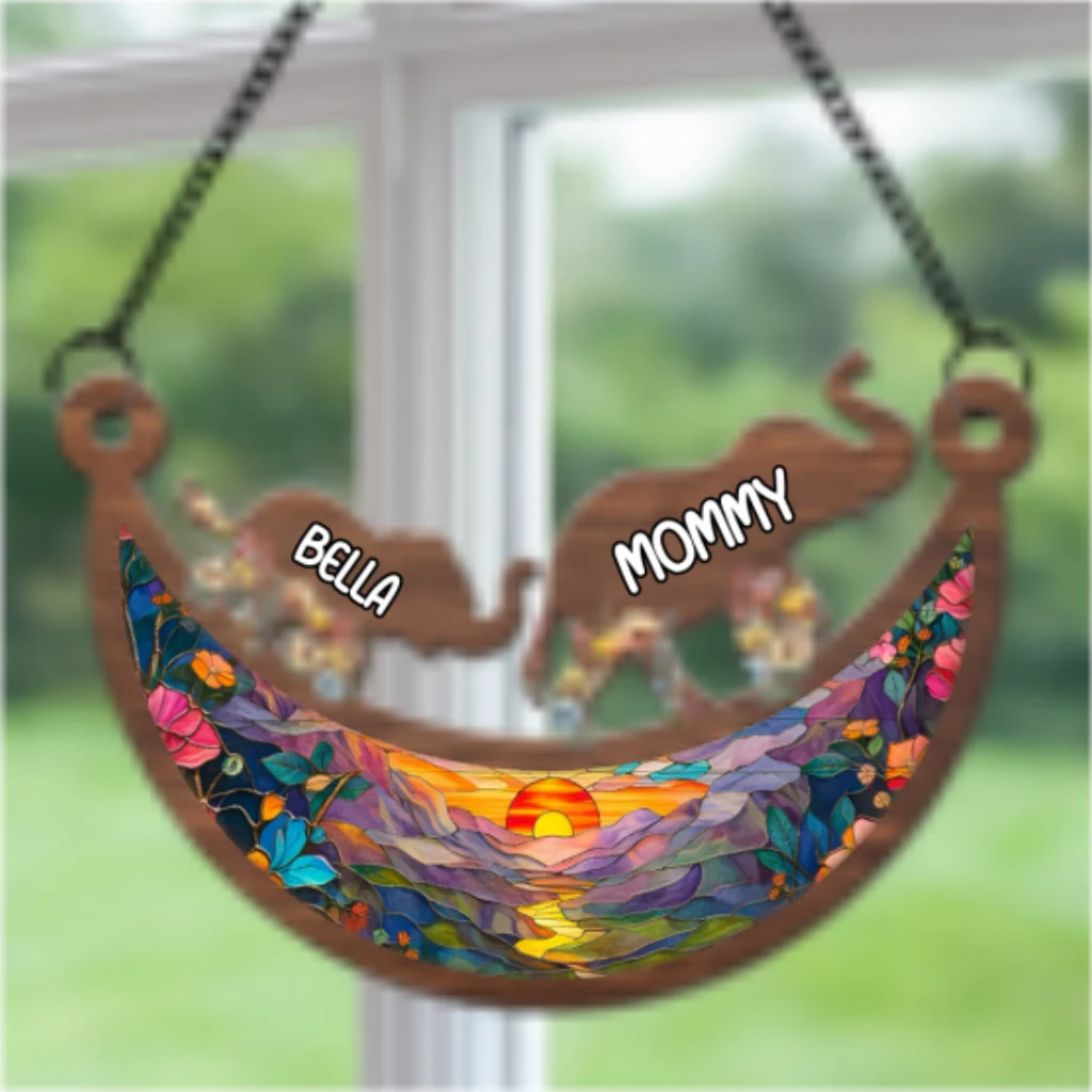 Elephant Mom Grandma - Personalized Custom Suncatcher - Image 6