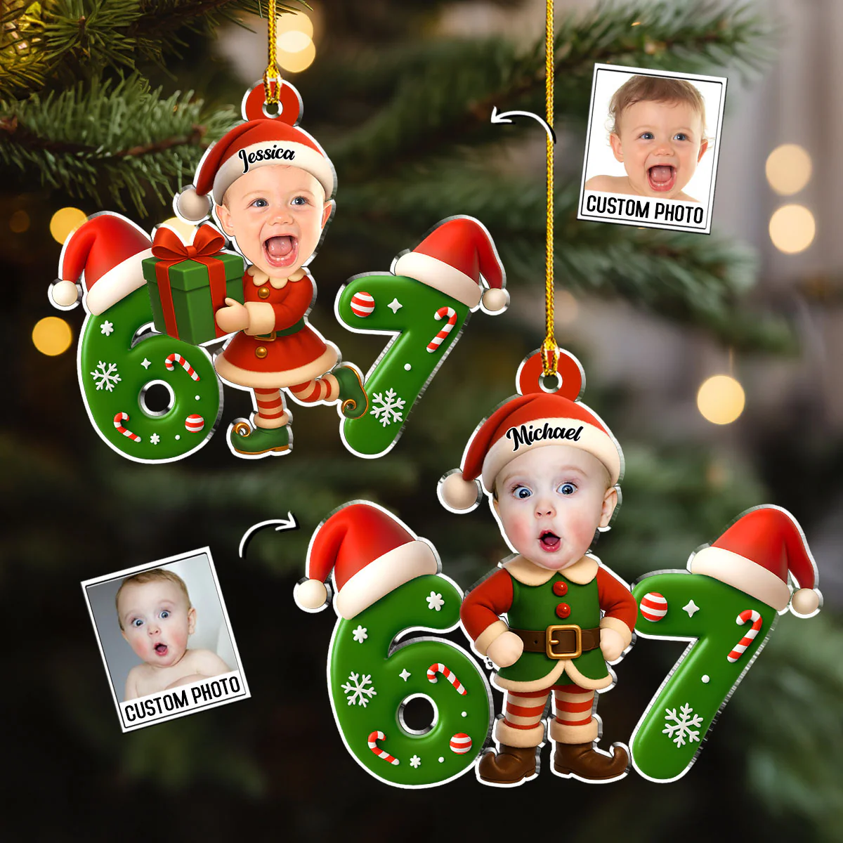 Elf Six Seven - Personalized Custom Acrylic Ornament