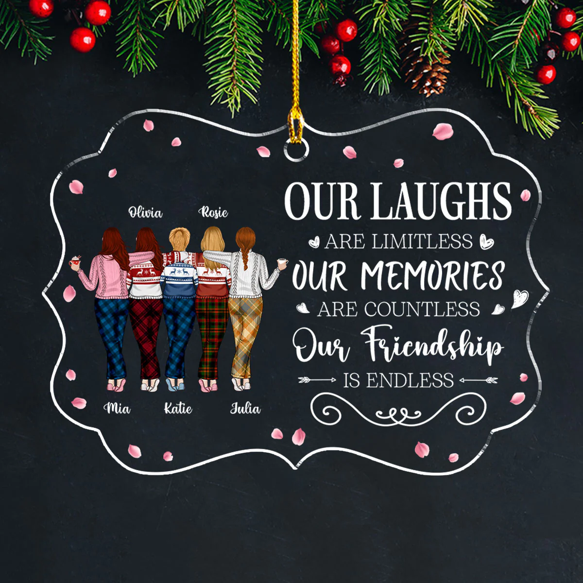 Endless Friendship Infinite Laughs - Personalized Custom Acrylic Ornament - Image 3