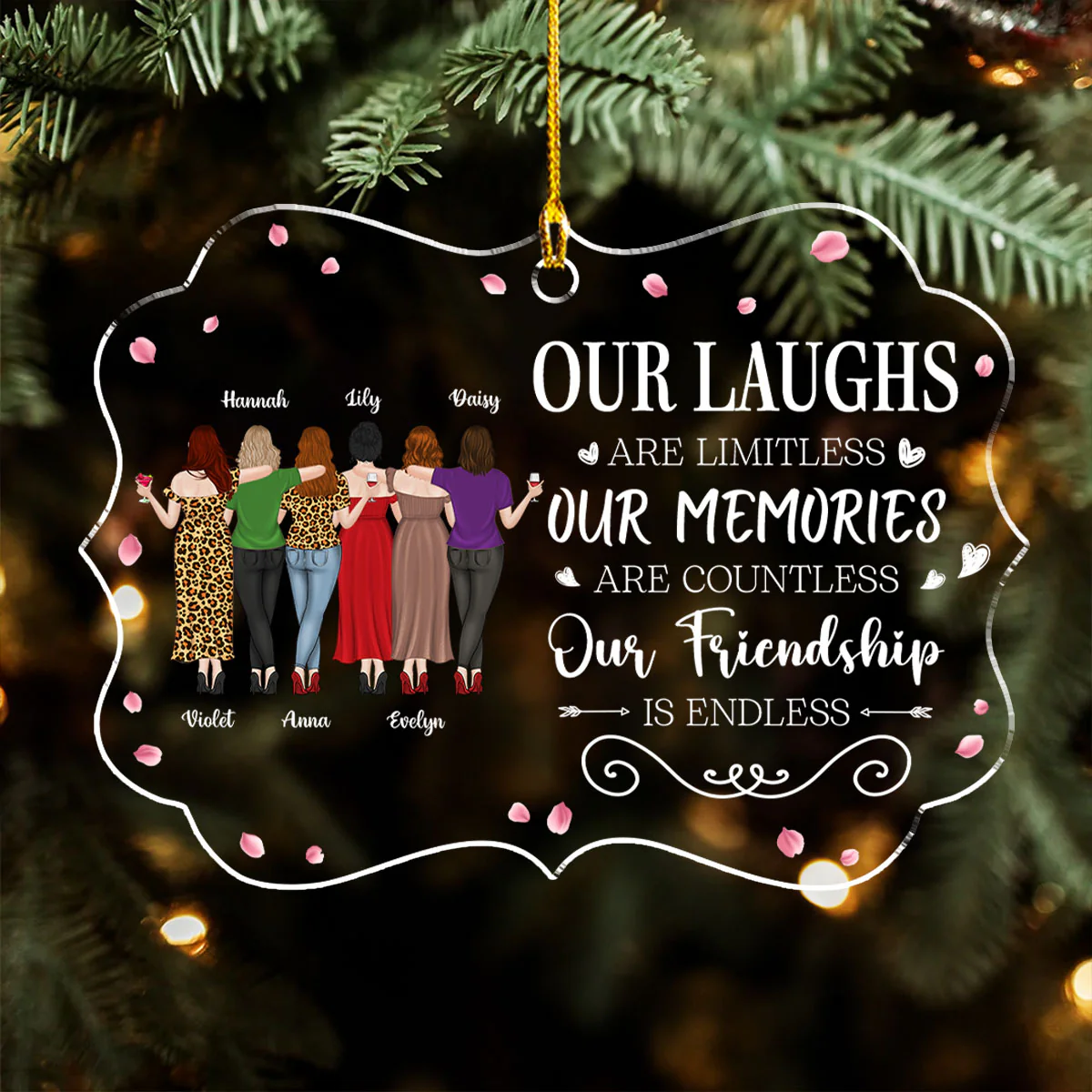 Endless Friendship Infinite Laughs - Personalized Custom Acrylic Ornament - Image 5