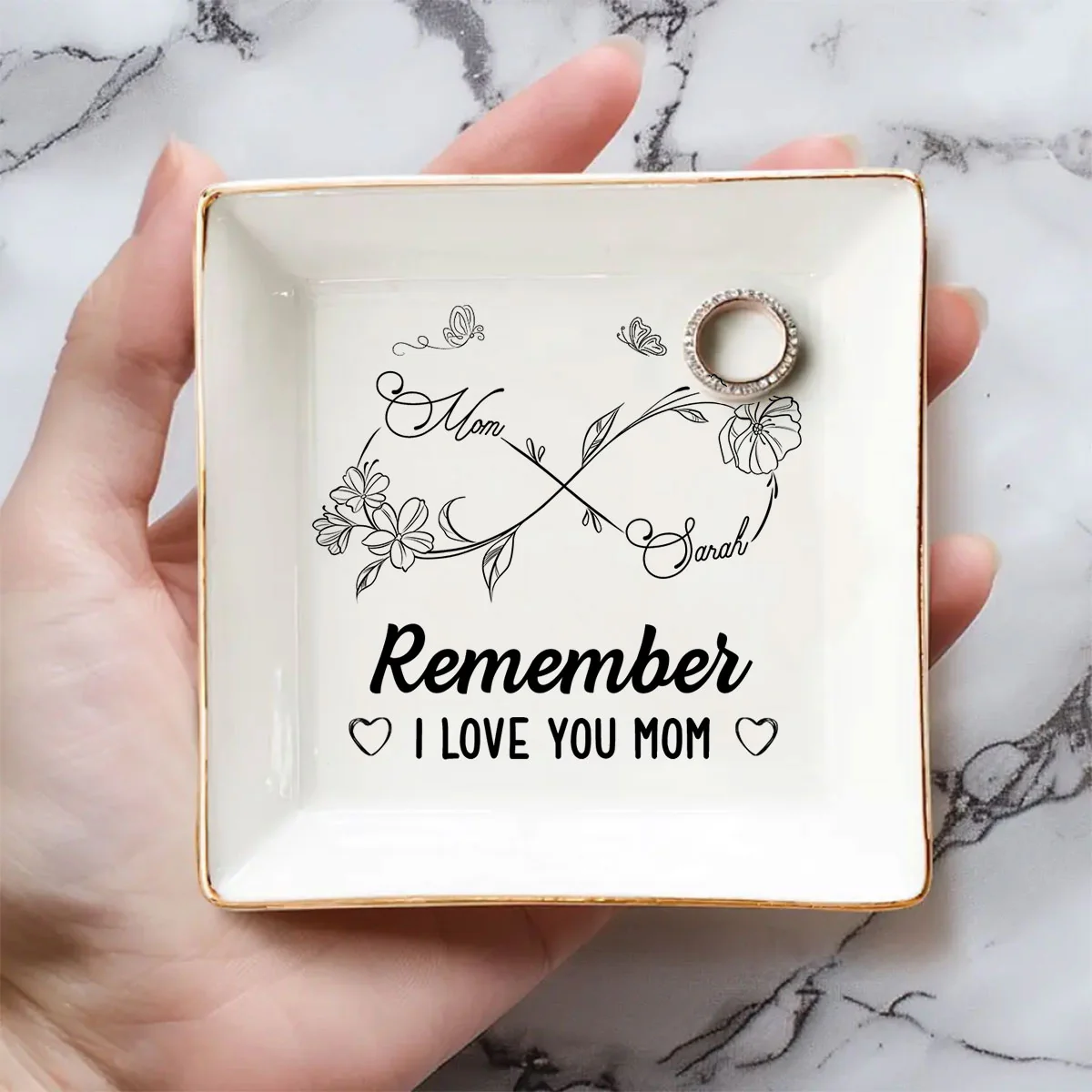 Endless Love For Mom Keepsake - Personalized Custom Jewelry Dish - Image 4