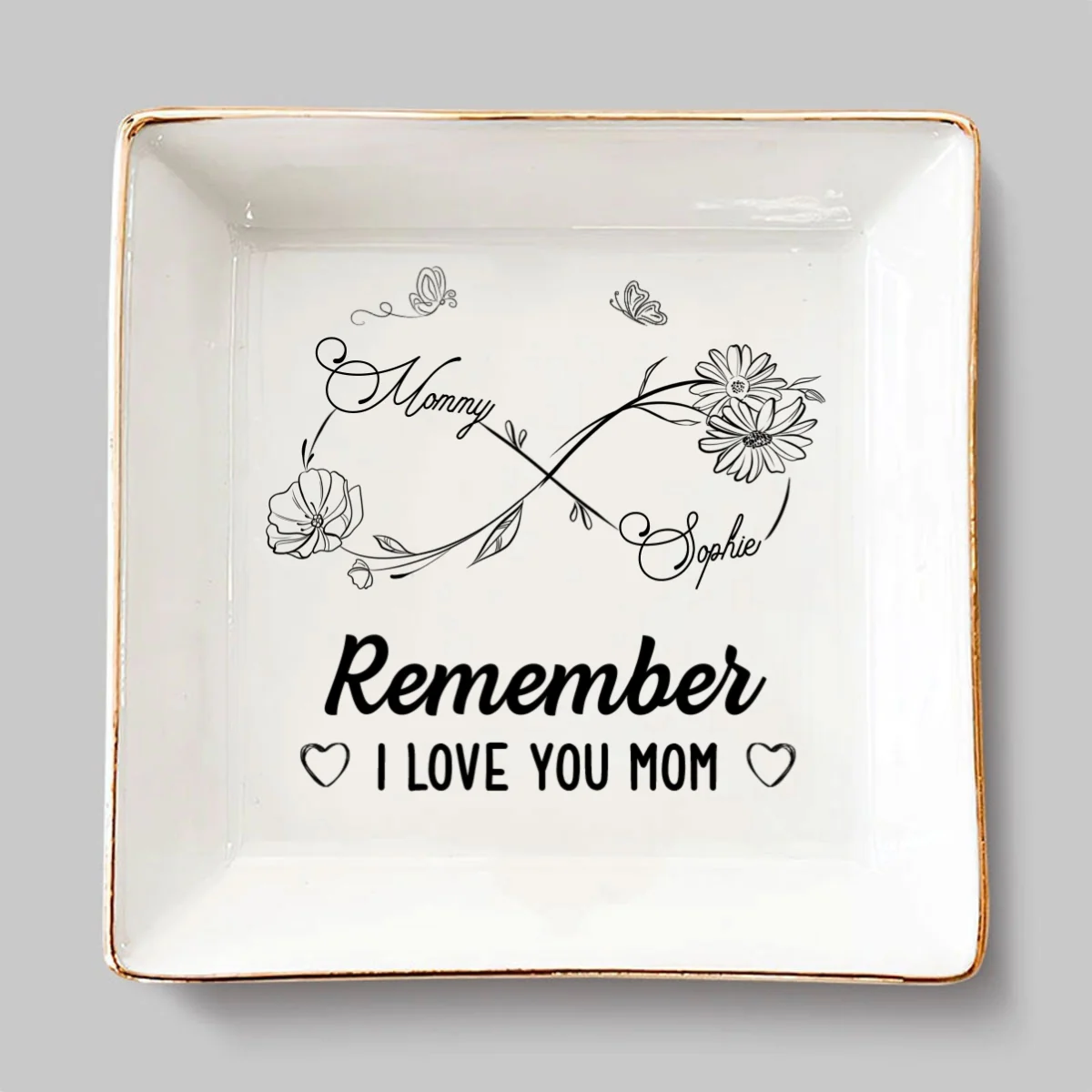 Endless Love For Mom Keepsake - Personalized Custom Jewelry Dish - Image 5