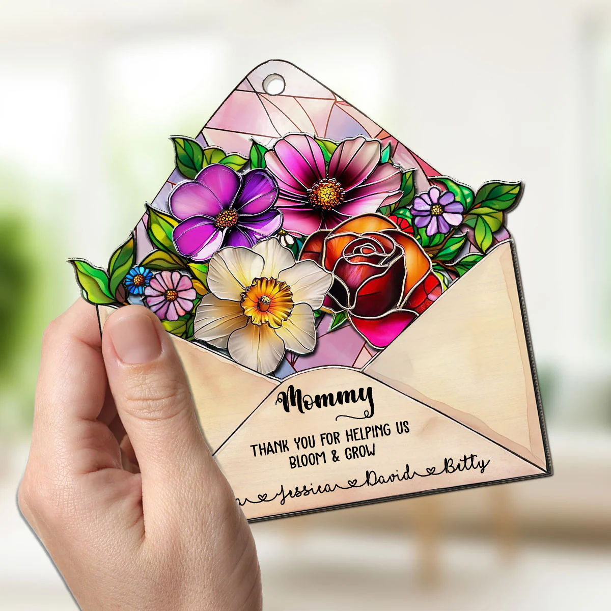 Envelope For Best Mom - Personalized Custom Suncatcher - Image 3