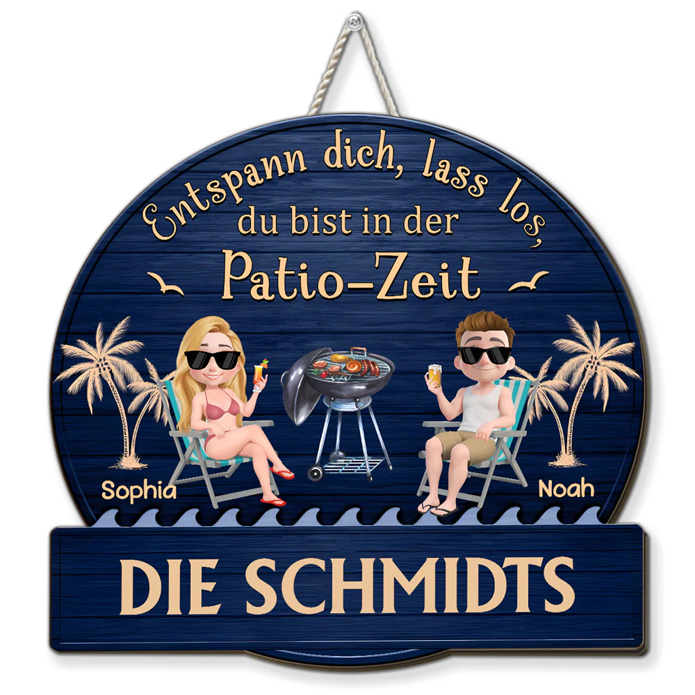 Es Ist Patio-Zeit β Personalisiertes Holzschild
