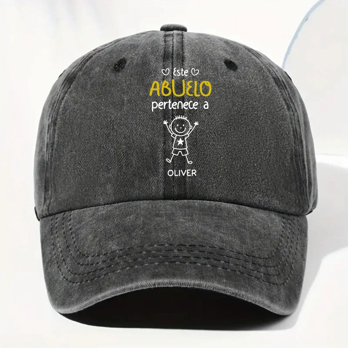 Este Abuelo Papá Pertenece A - Gorra de Mezclilla Vintage Lavada Personalizada - Image 6