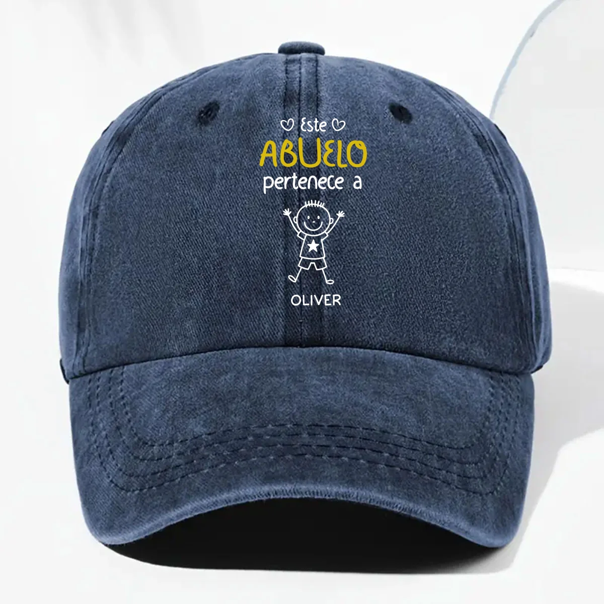 Este Abuelo Papá Pertenece A - Gorra de Mezclilla Vintage Lavada Personalizada - Image 8