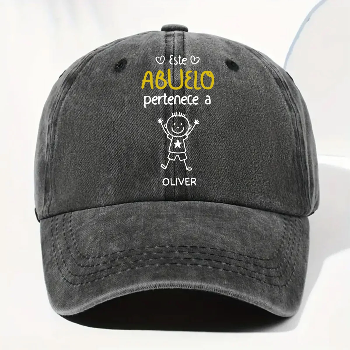 Este Abuelo Papá Pertenece A versión 2 - Gorra de Mezclilla Vintage Lavada Personalizada - Image 7