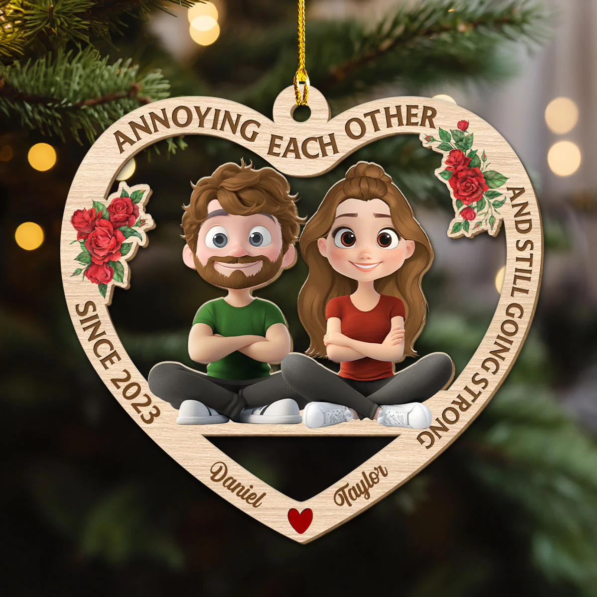 Eternal Love - Personalized Custom Wood Ornament - Image 3