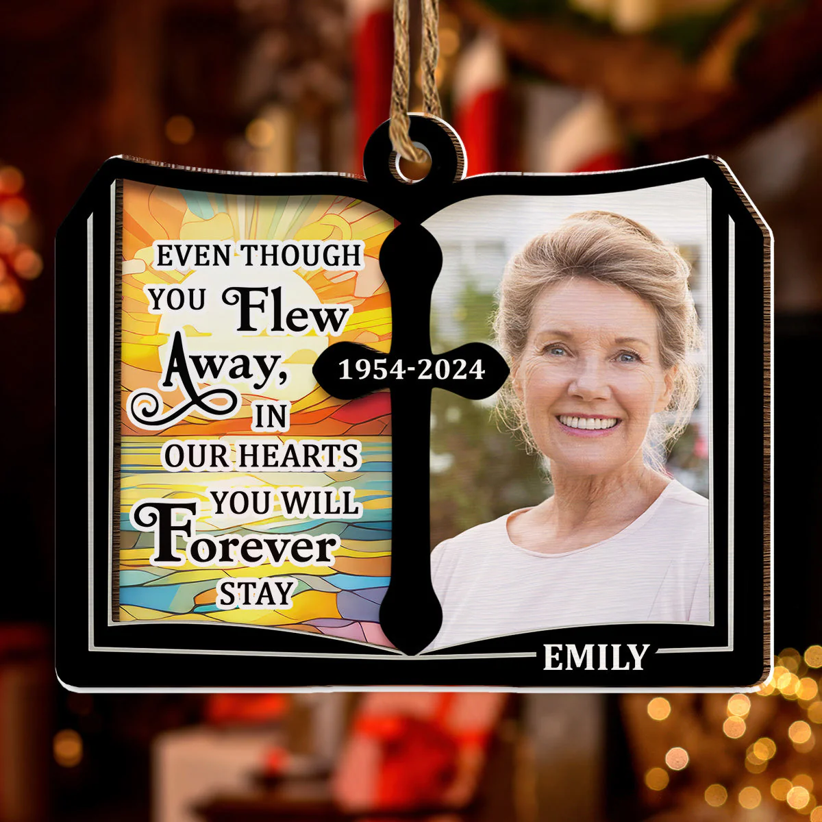 Even Though You Flew Away - Personalized Custom Wood And Acrylic Ornament - Image 3