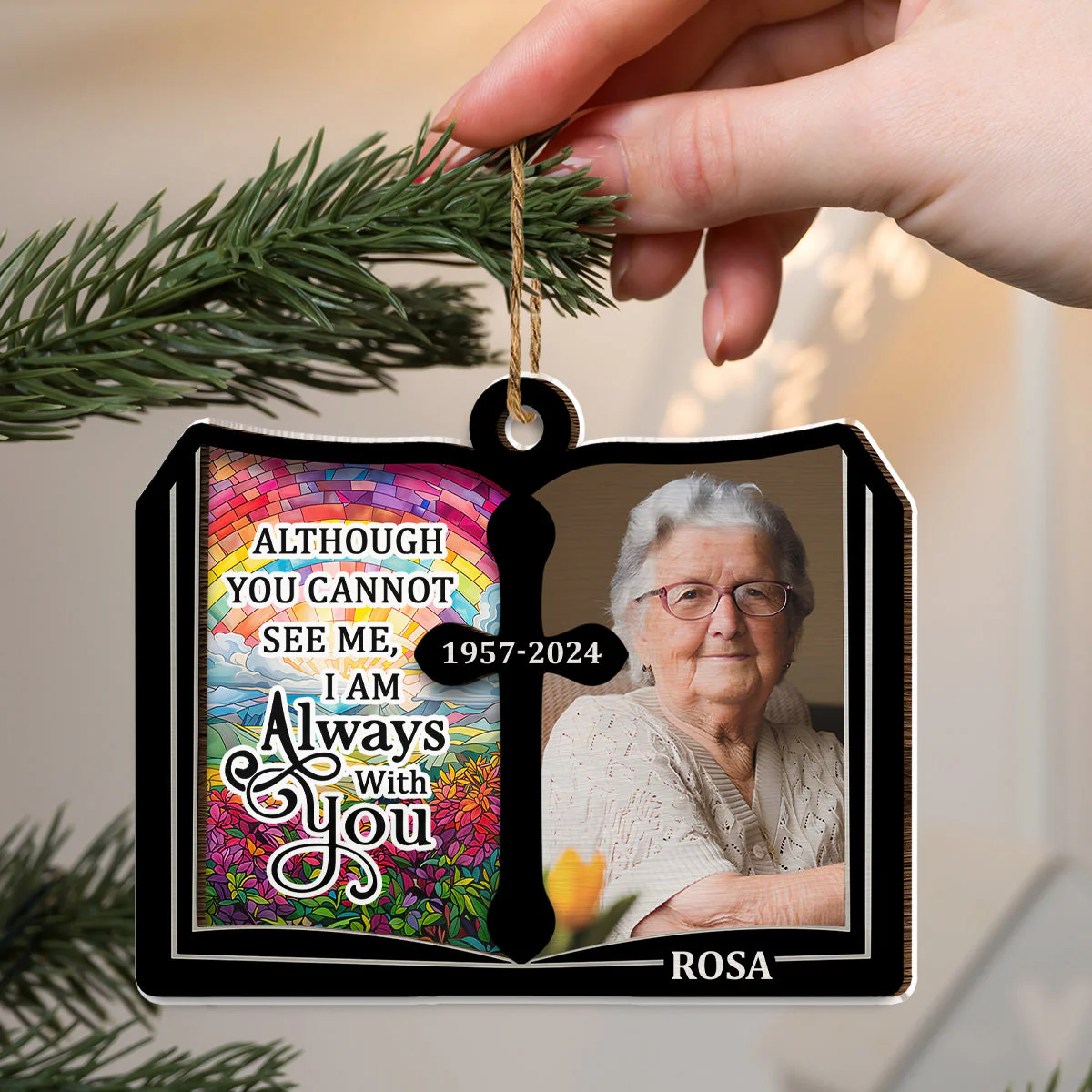 Even Though You Flew Away - Personalized Custom Wood And Acrylic Ornament - Image 5