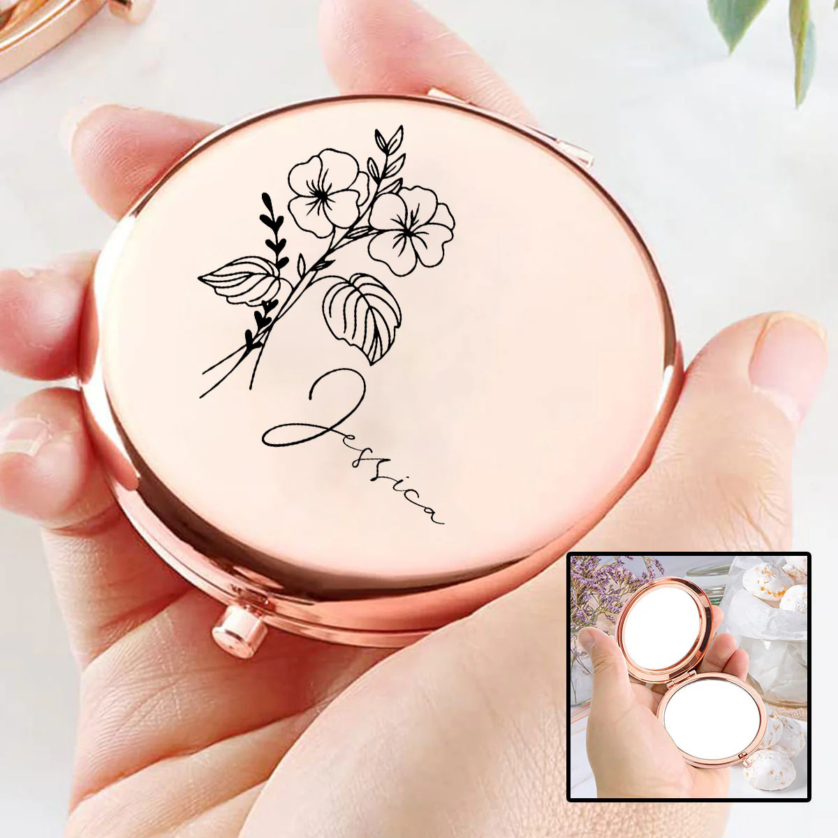 Every Best Friend Is A Special Flower - Personalized Custom Compact Mirror