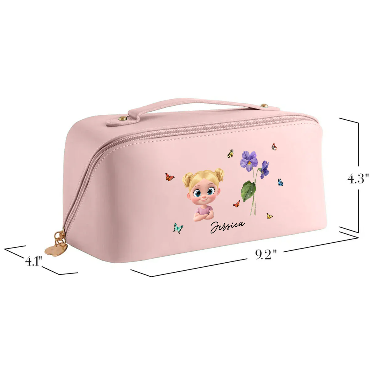 Every Child Is A Wildflower - Personalized Custom Leather Makeup Bag - Image 2