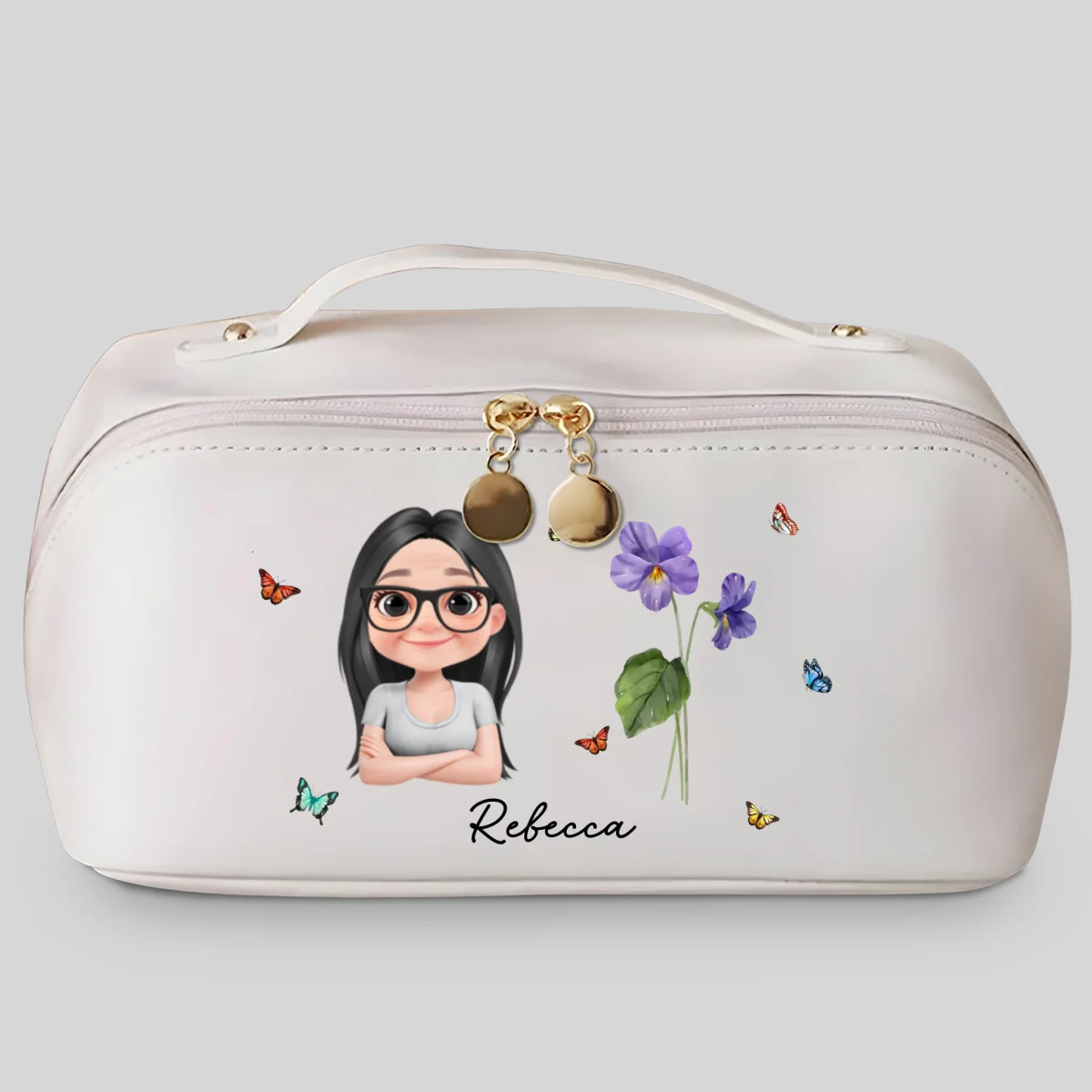Every Child Is A Wildflower - Personalized Custom Leather Makeup Bag - Image 6