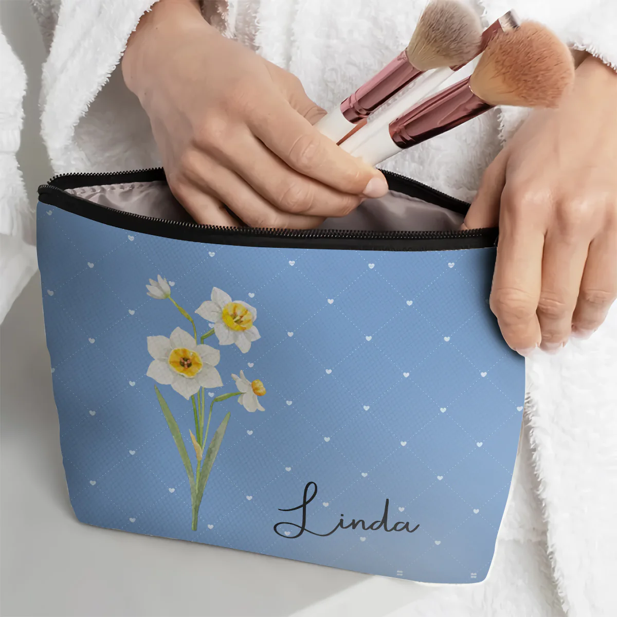 Every Flower Blooms In Its Own Time - Personalized Custom Cosmetic Bag - Image 4