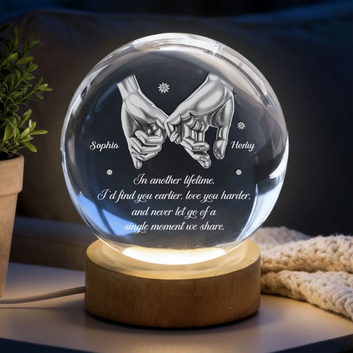 Every Single Moment - Personalized Custom Crystal Globe Lamp - Image 3