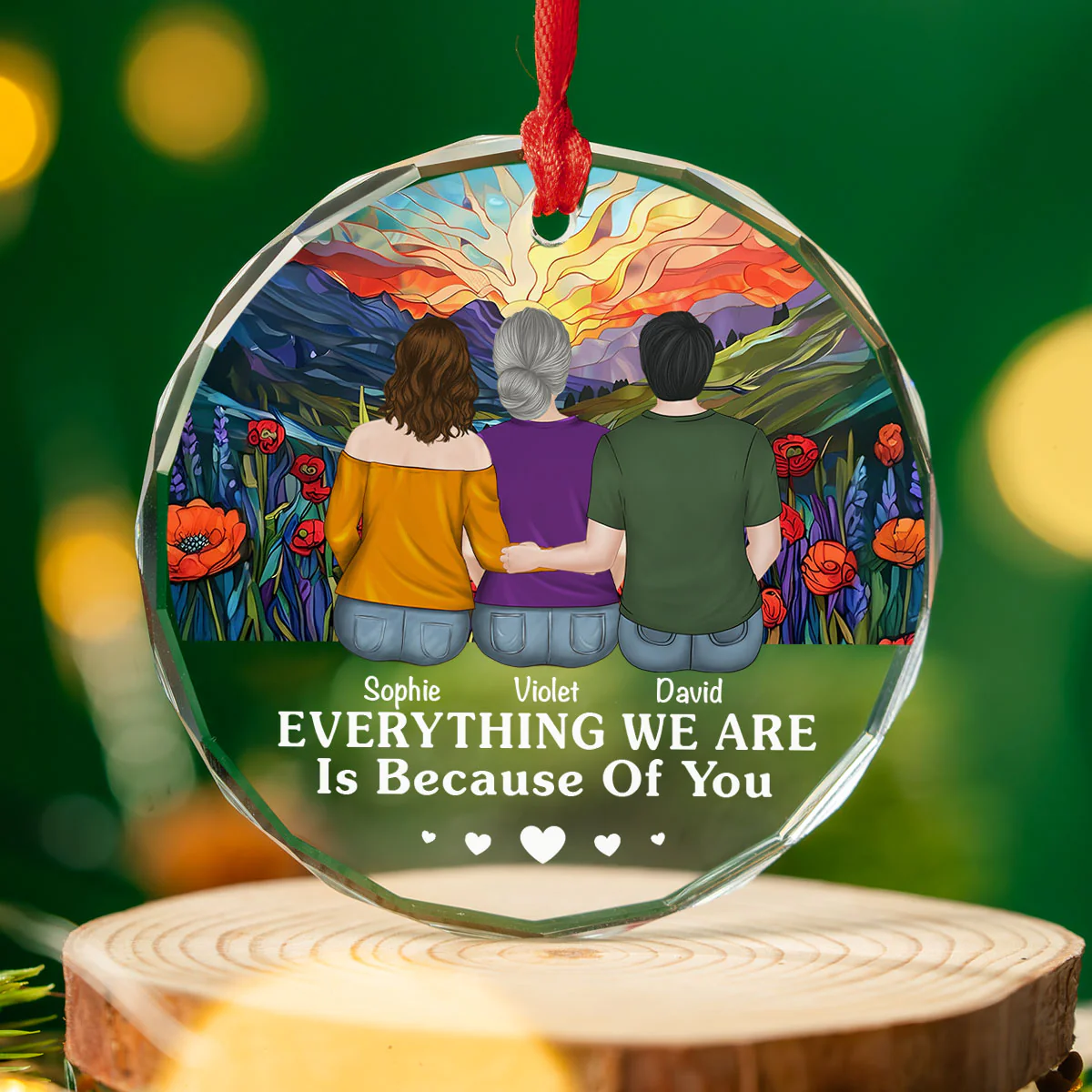 Everything I Am Is Because Of You - Personalized Custom Glass Ornament - Image 3