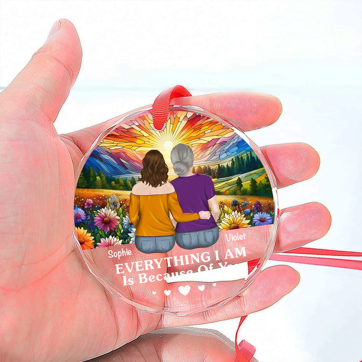 Everything I Am Is Because Of You - Personalized Custom Glass Ornament - Image 5