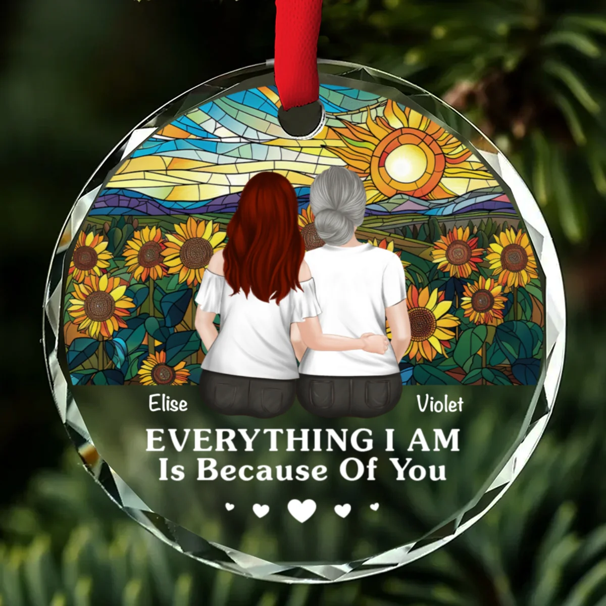 Everything I Am Is Because Of You - Personalized Custom Glass Ornament - Image 7