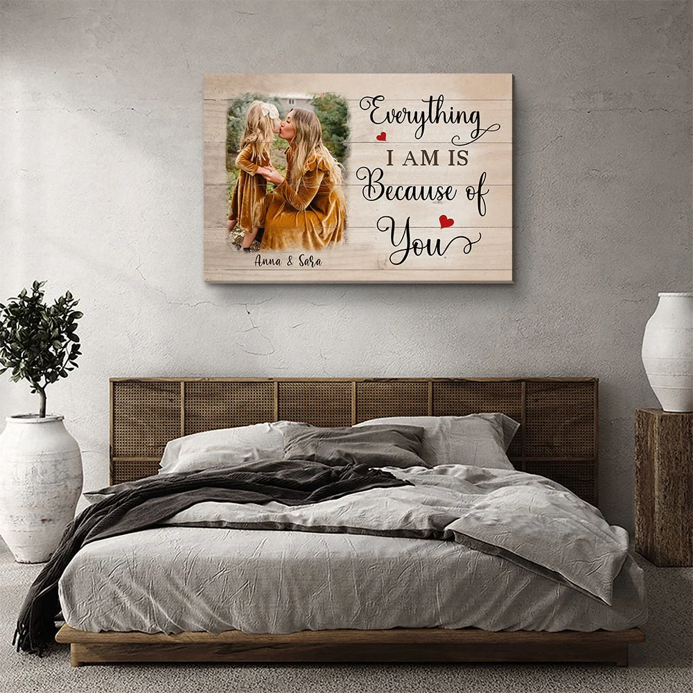 Everything I Am Is Because Of You - Personalized Custom Photo Canvas - Image 3