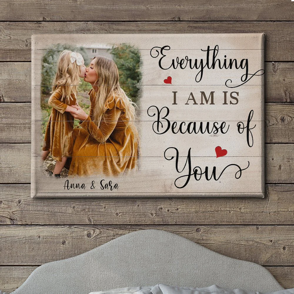 Everything I Am Is Because Of You - Personalized Custom Photo Canvas - Image 5